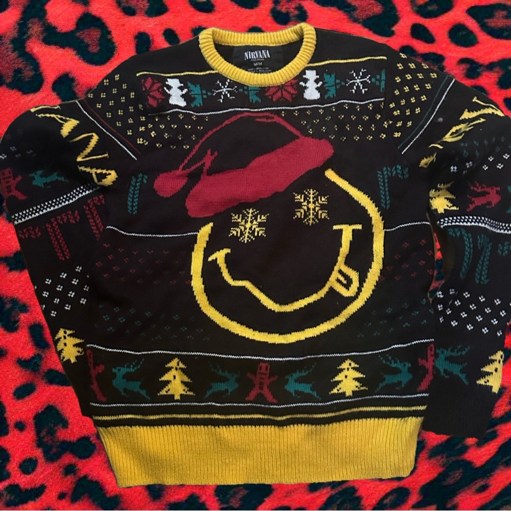 NIRVANA Festive Black and Yellow Sweater